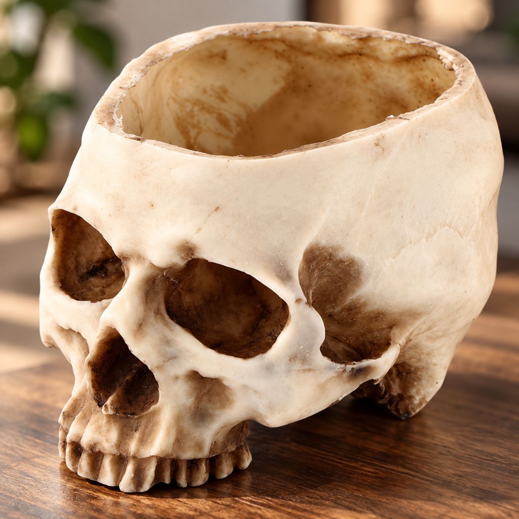 Resin Skull Planter for Gothic and Halloween Decor