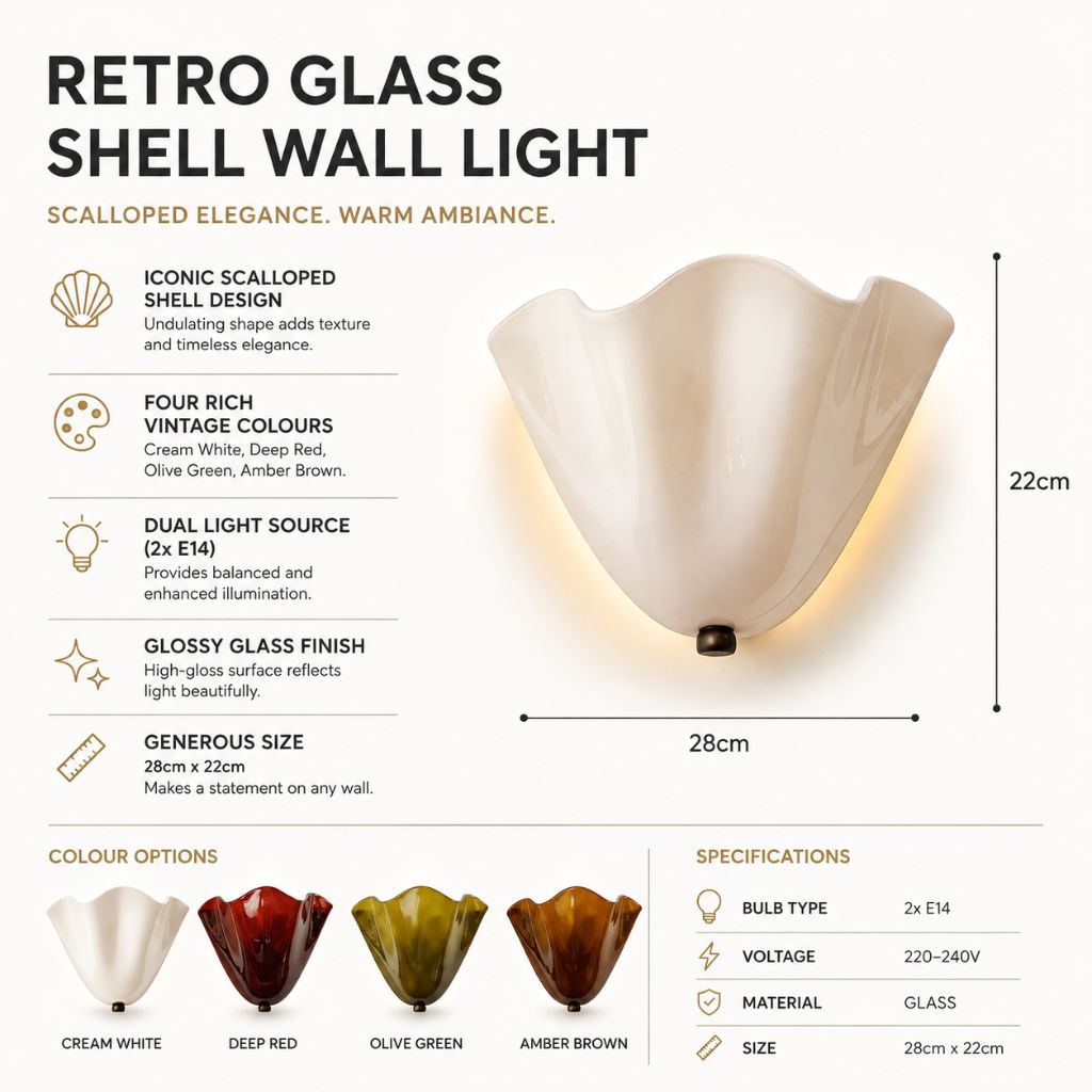 Retro Glass Shell Wall Light Sconce