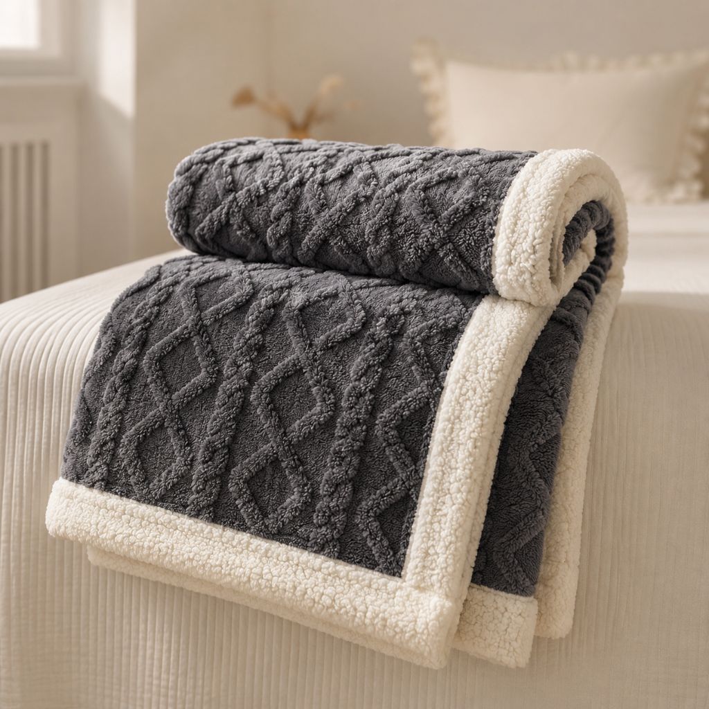 Reversible Sherpa Fleece Blanket – Soft & Warm Throw