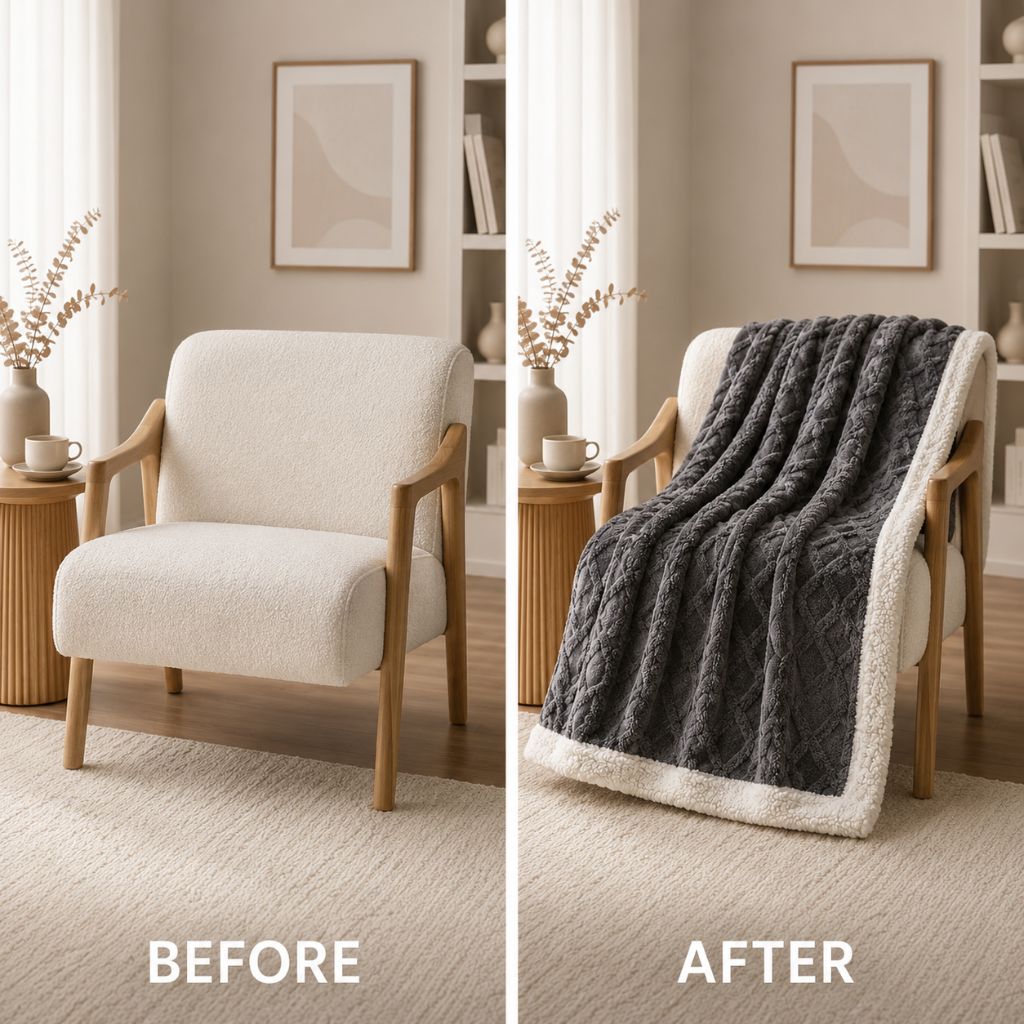 Reversible Sherpa Fleece Blanket – Soft & Warm Throw
