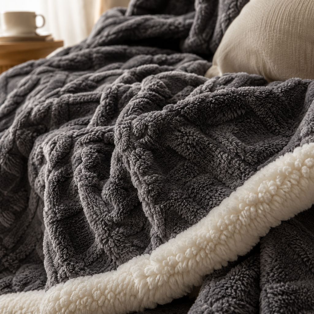 Reversible Sherpa Fleece Blanket – Soft & Warm Throw