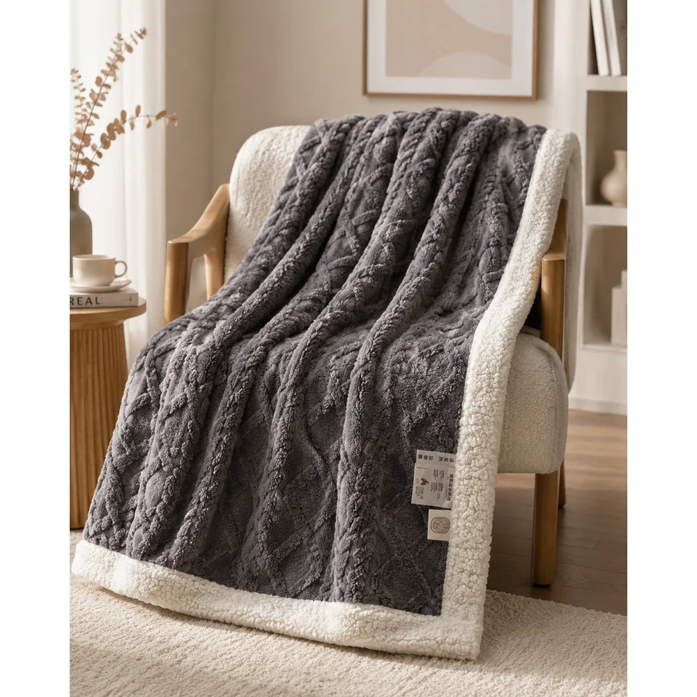 Reversible sherpa fleece blanket soft and warm throw