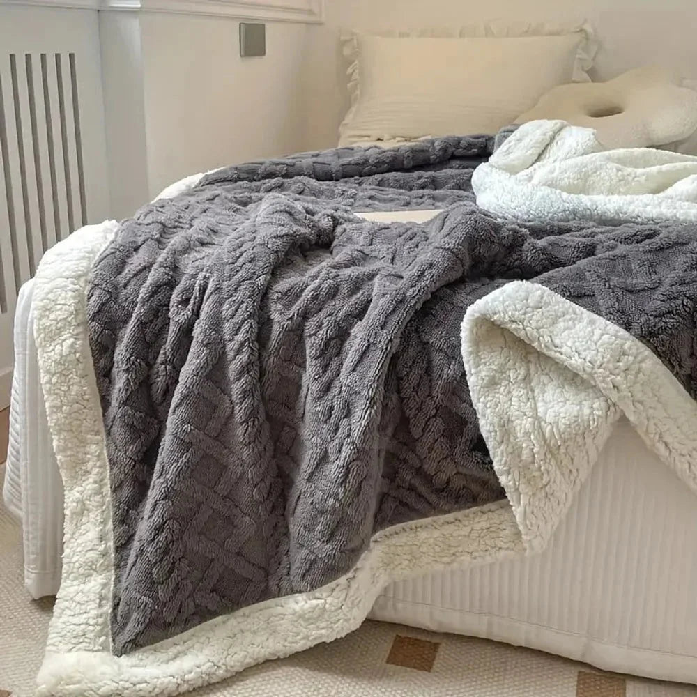 Reversible sherpa fleece blanket soft and warm throw – view 3