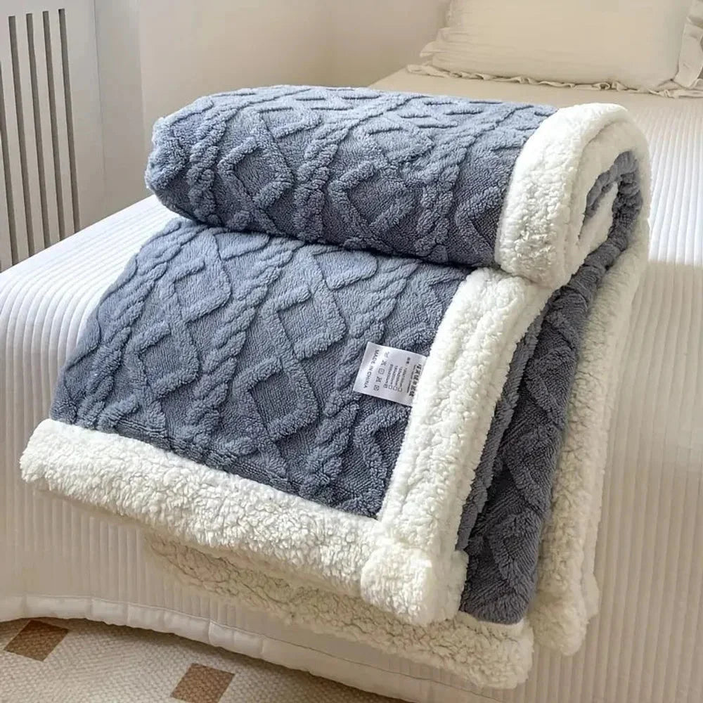Reversible sherpa fleece blanket soft and warm throw – view 5