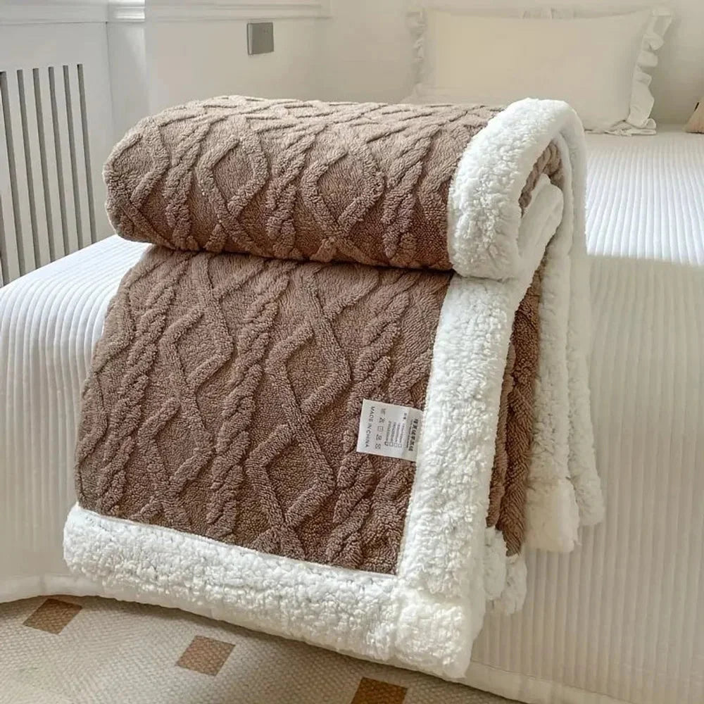 Reversible sherpa fleece blanket soft and warm throw – view 6