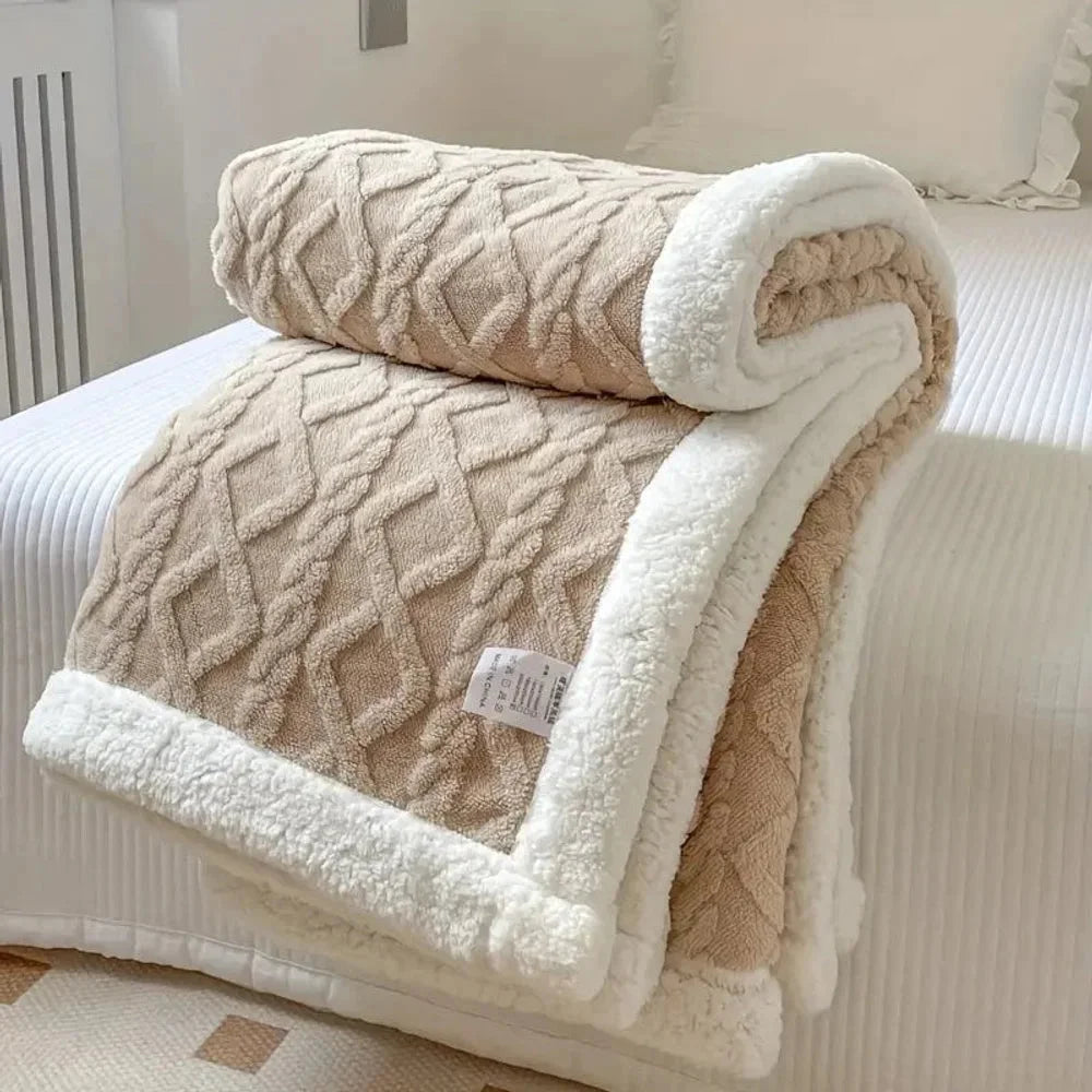 Reversible sherpa fleece blanket soft and warm throw – view 7
