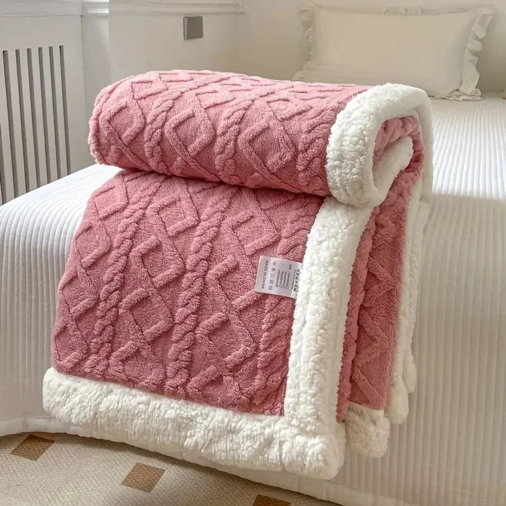 Reversible sherpa fleece blanket soft and warm throw – view 9