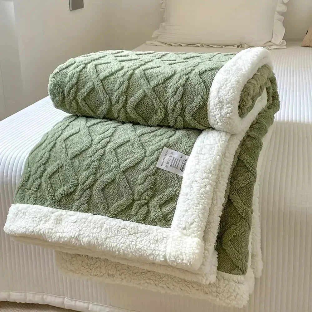 Reversible sherpa fleece blanket soft and warm throw – view 11