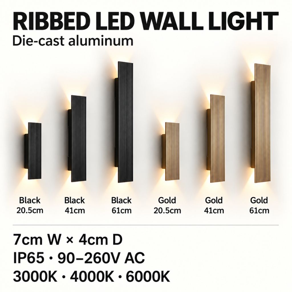 Ribbed Aluminum IP65 Up and Down LED Wall Light