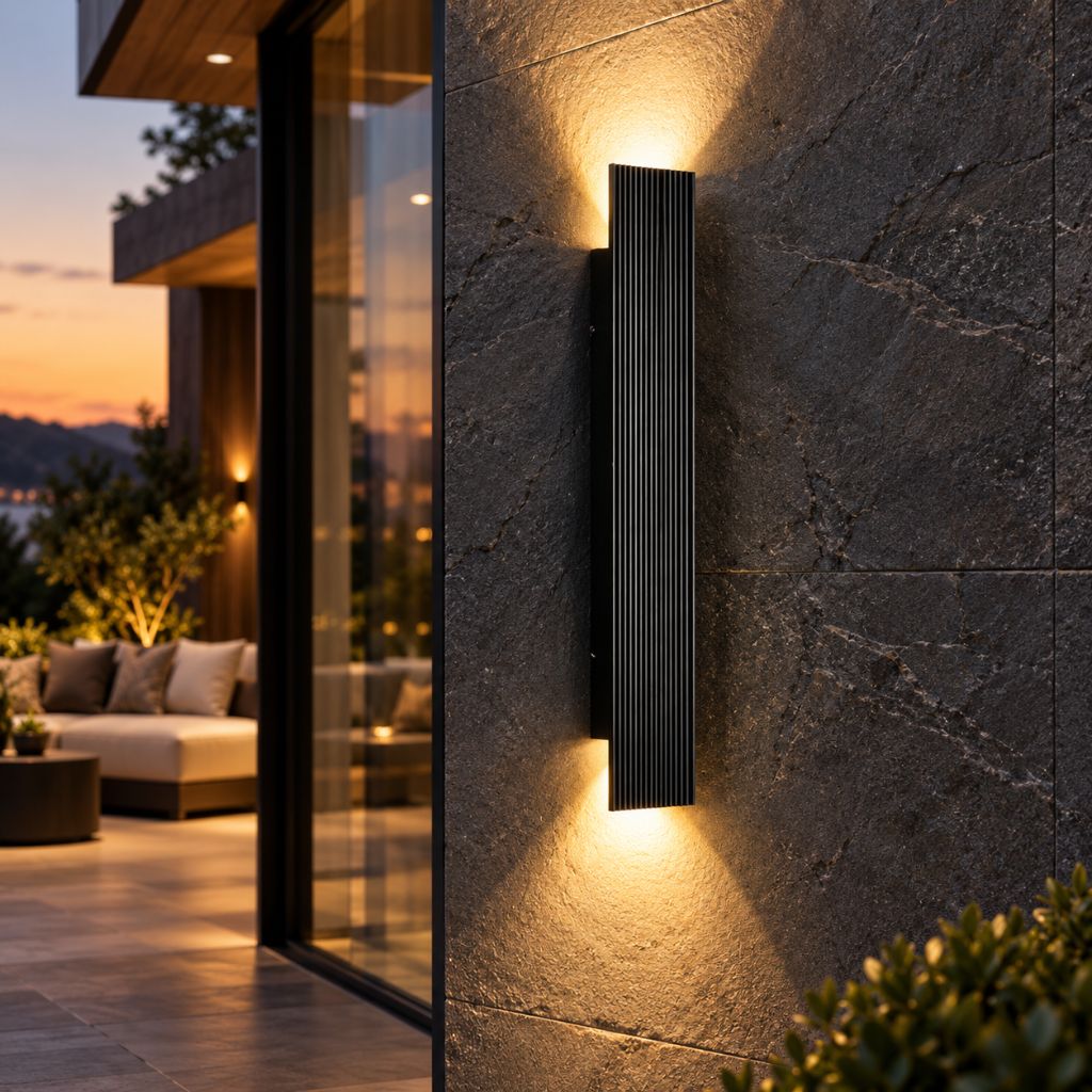 Ribbed Aluminum IP65 Up and Down LED Wall Light