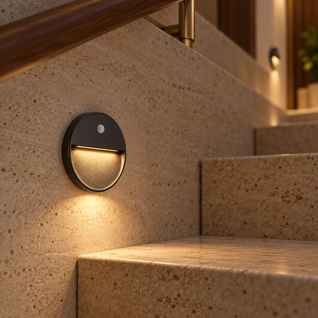 Round Aluminium LED Step Light with Sensor IP65