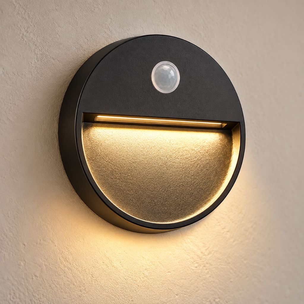 Round Aluminium LED Step Light with Sensor IP65