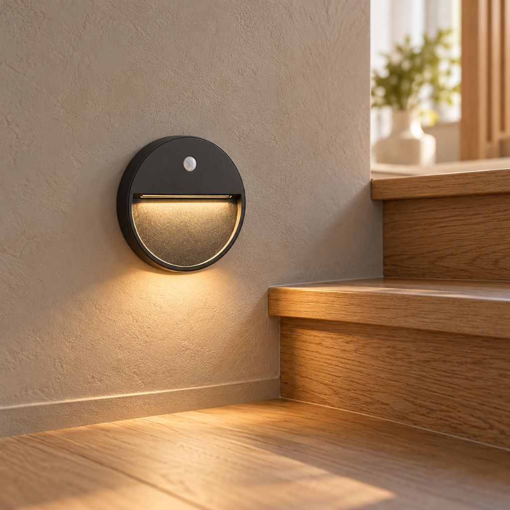 Round Aluminium LED Step Light with Sensor IP65