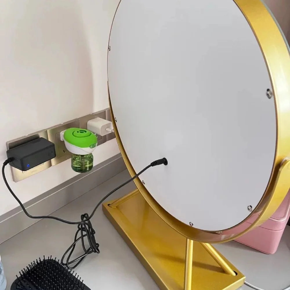 Round lighted vanity makeup mirror led dimmable 15x magnifying – view 7