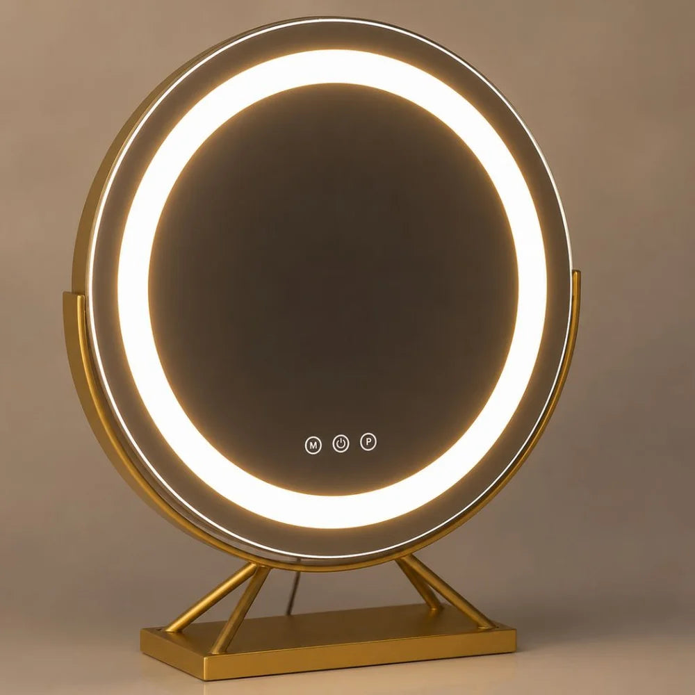 Round lighted vanity makeup mirror led dimmable 15x magnifying – view 13