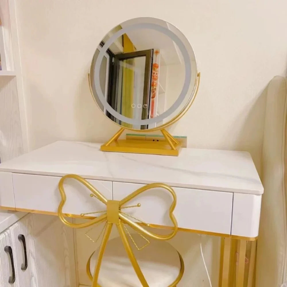 Round lighted vanity makeup mirror led dimmable 15x magnifying – view 14