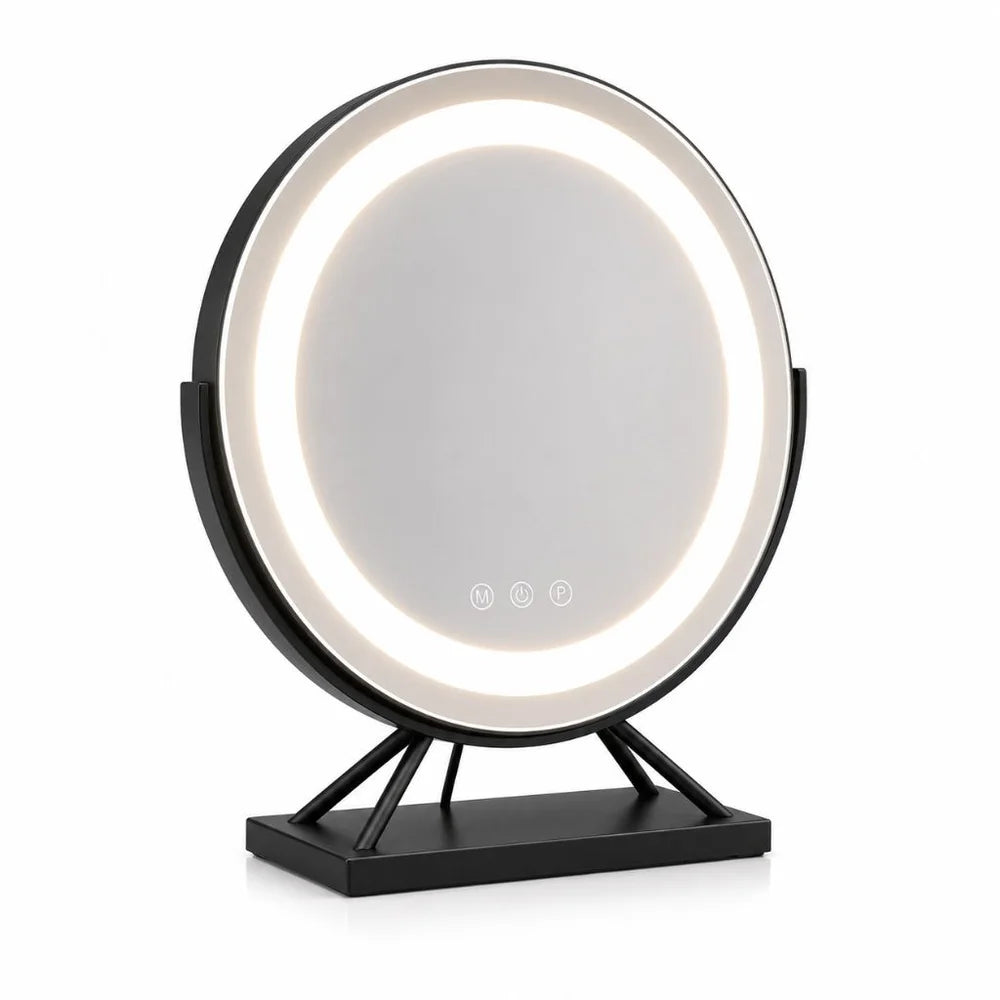 Round lighted vanity makeup mirror led dimmable 15x magnifying – view 15