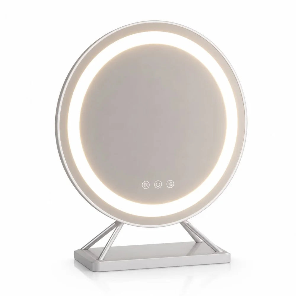 Round lighted vanity makeup mirror led dimmable 15x magnifying – view 17