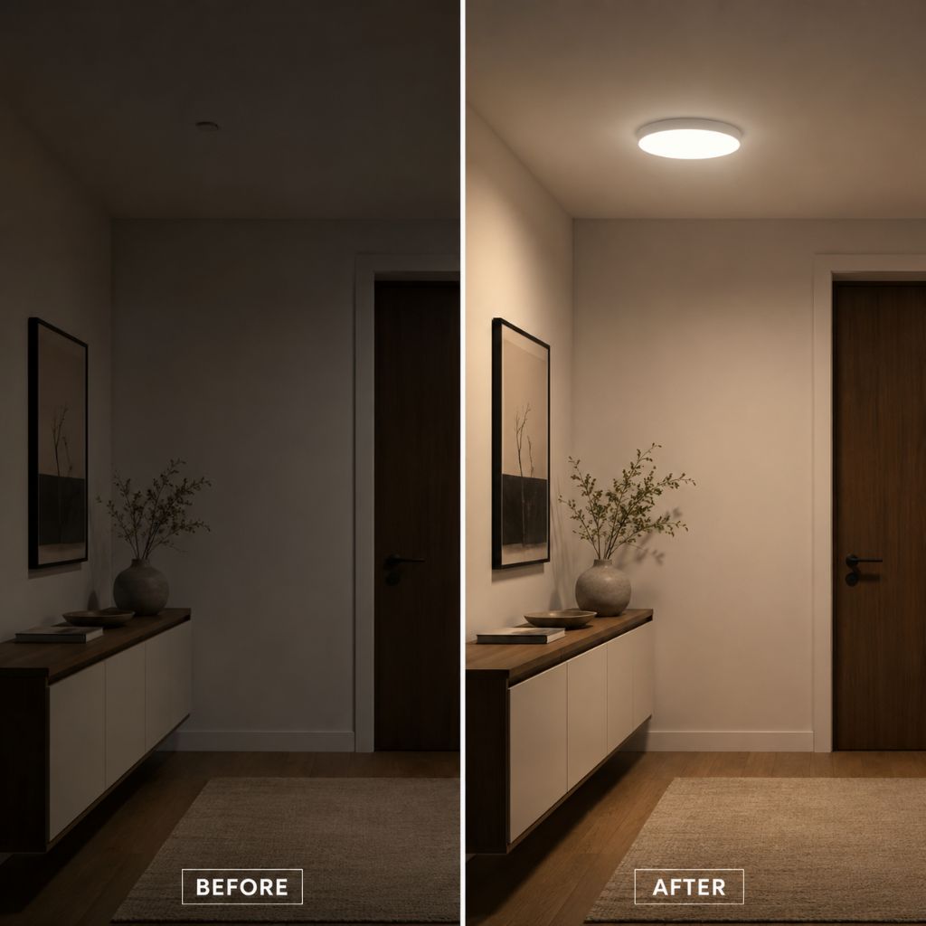 Round Slim Semi Flush Ceiling Light Fixture For Living Room