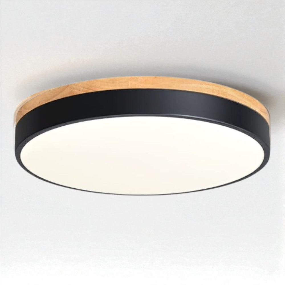 Round Wood Flush Mount Ceiling Light with LED