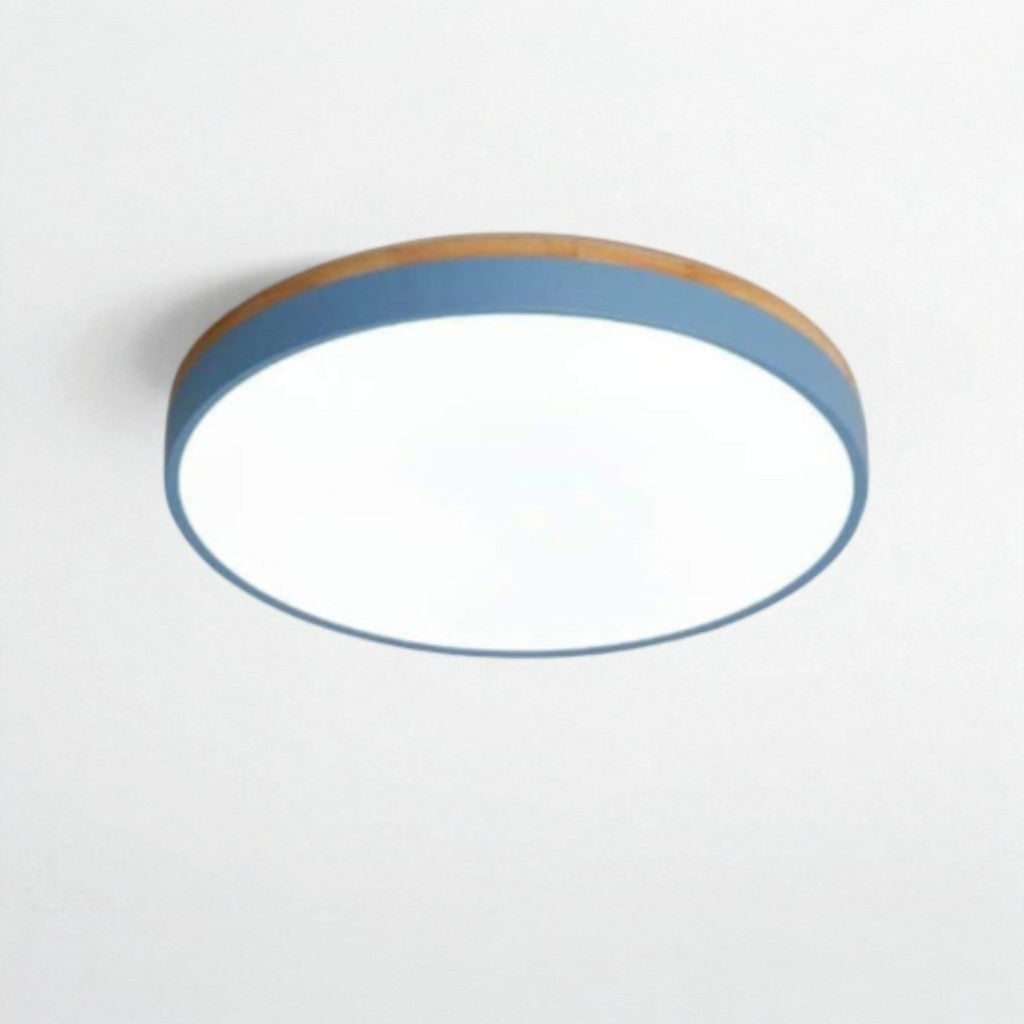 Round Wood Flush Mount Ceiling Light with LED