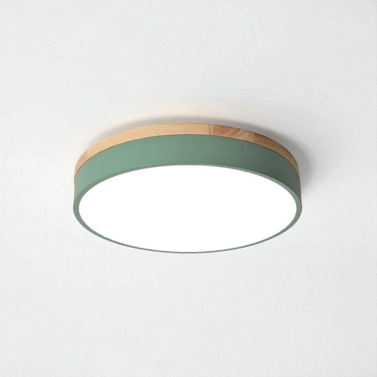 Round Wood Flush Mount Ceiling Light with LED