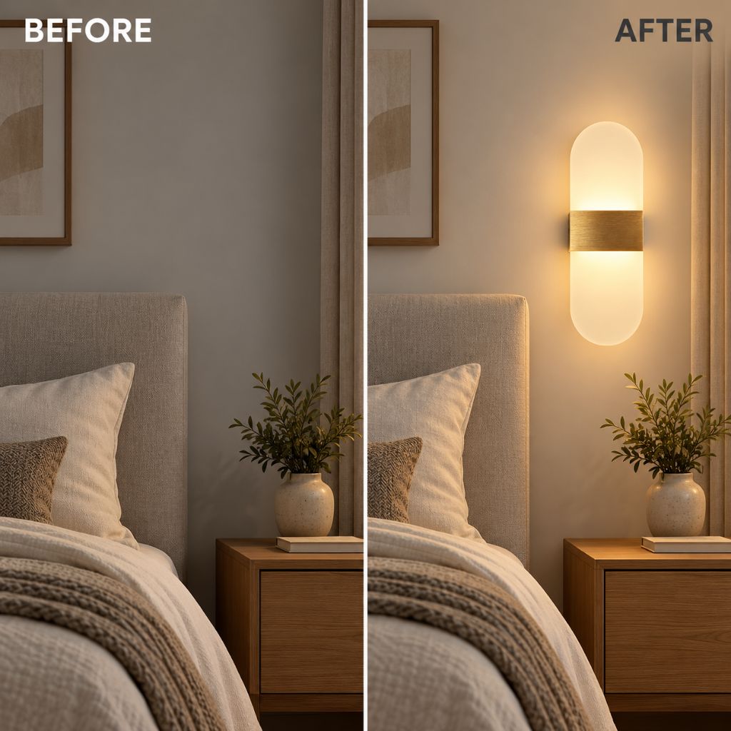 Rounded Acrylic LED Wall Light with Aluminium Centre Band