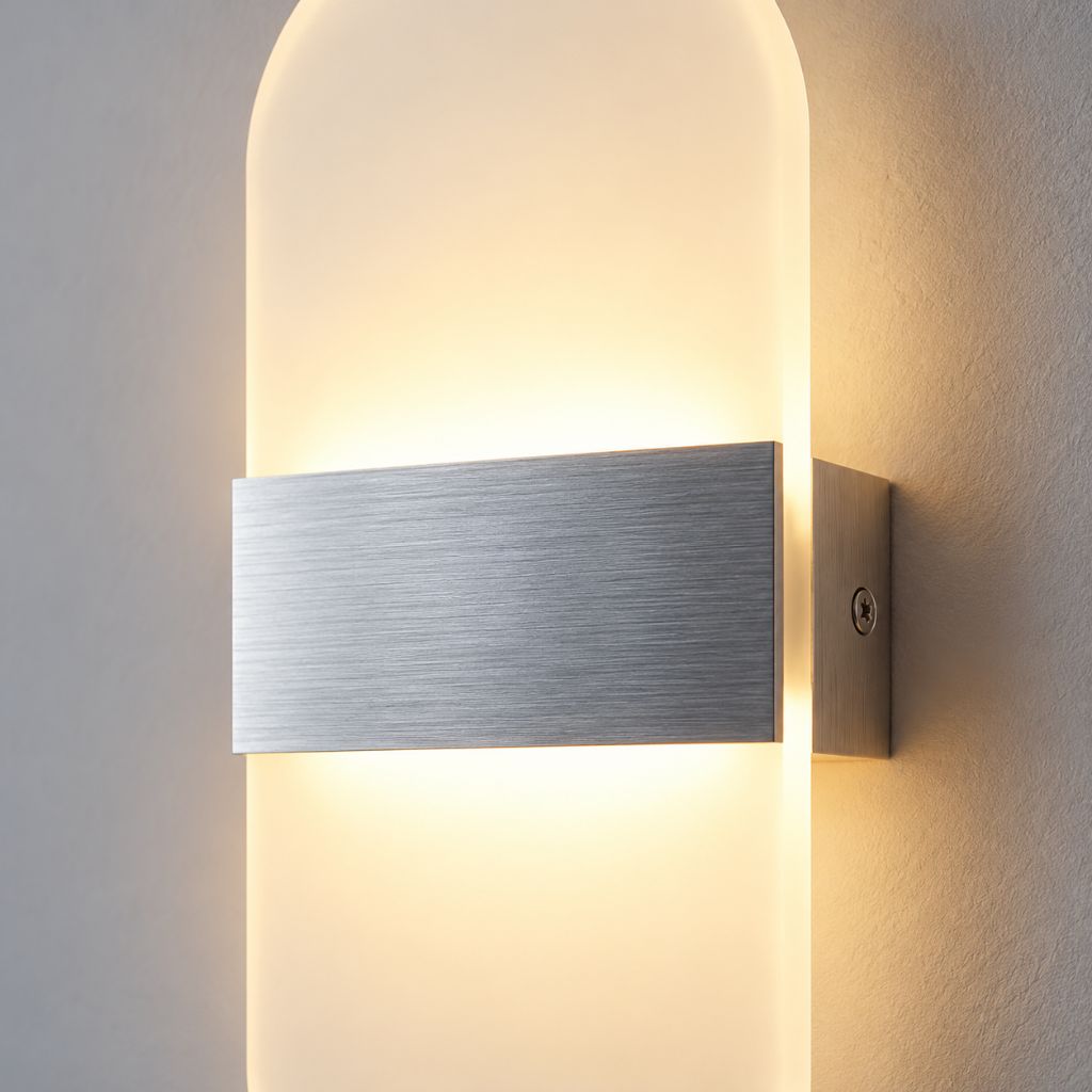 Rounded Acrylic LED Wall Light with Aluminium Centre Band