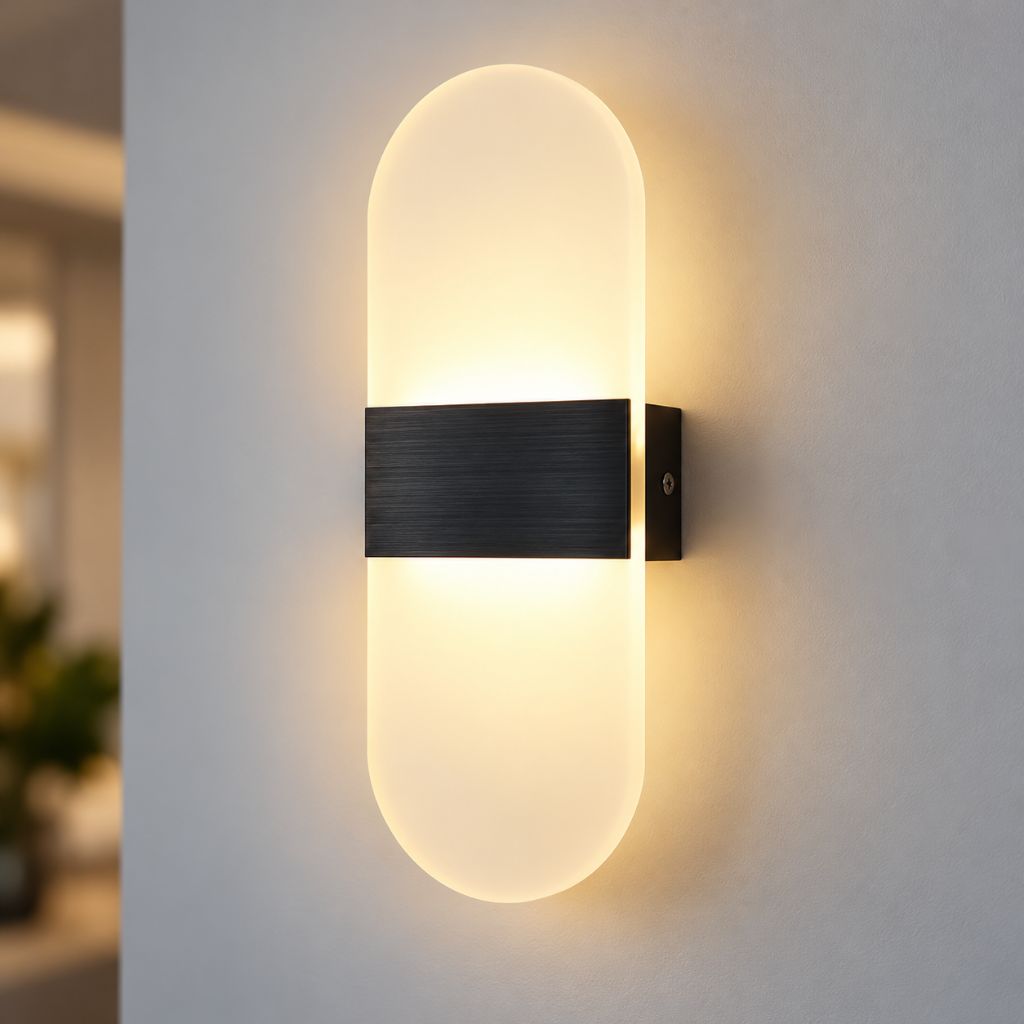 Rounded Acrylic LED Wall Light with Aluminium Centre Band
