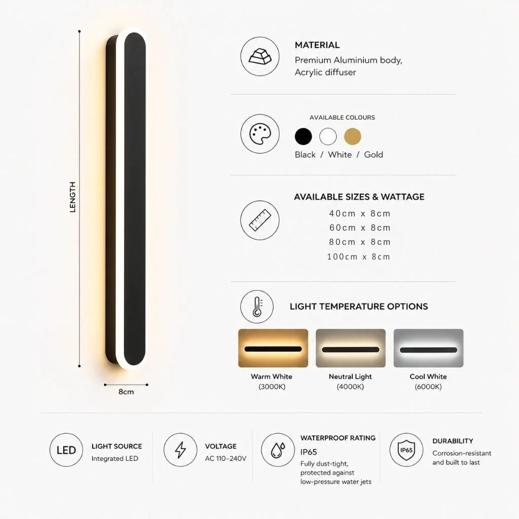 Rounded Edge Aluminium Outdoor Wall Light