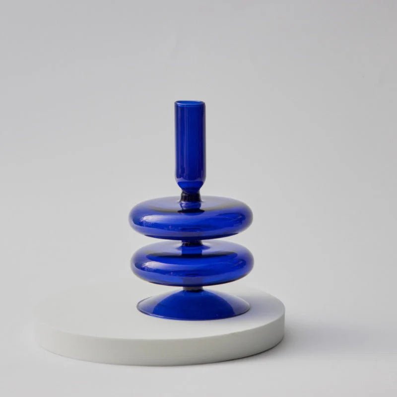 Royal Blue Glass Candle Holders - Lattea Global