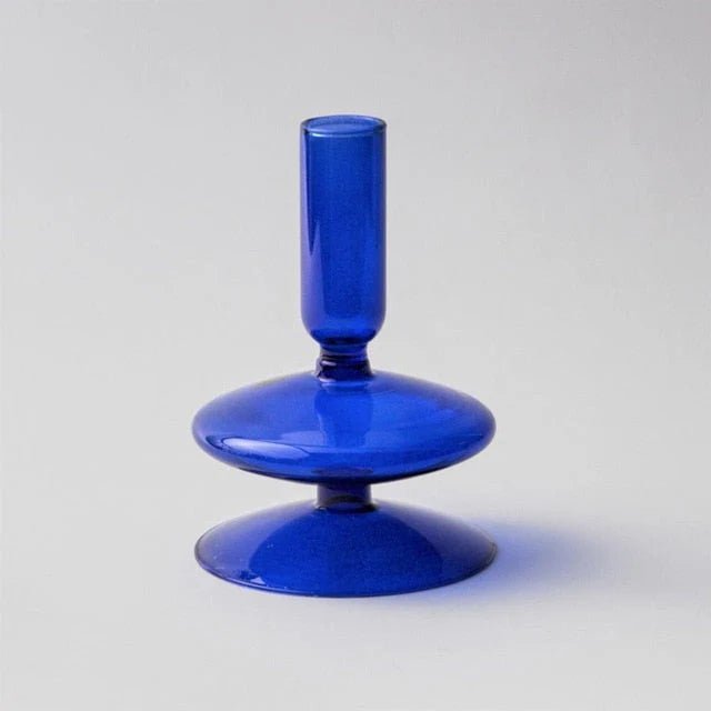 Royal Blue Glass Candle Holders - Lattea Global