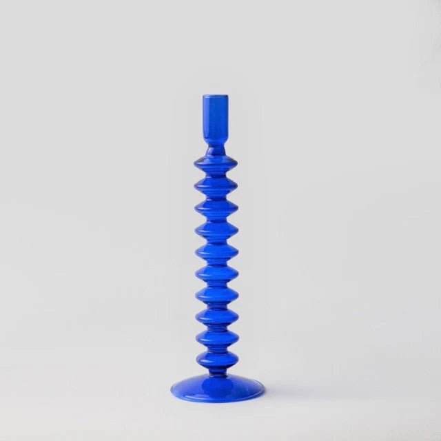 Royal Blue Glass Candle Holders - Lattea Global