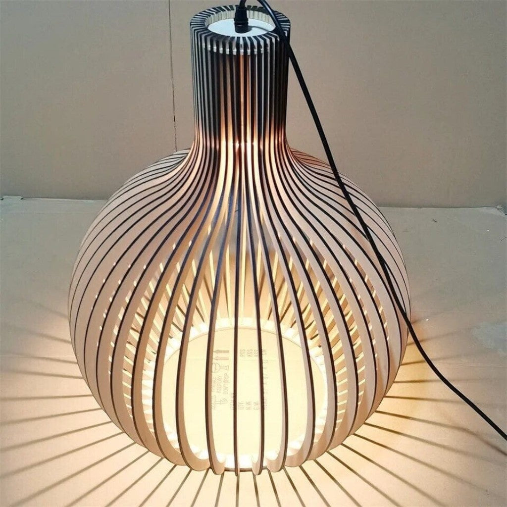 Rustic Wooden Cage Pendant Light