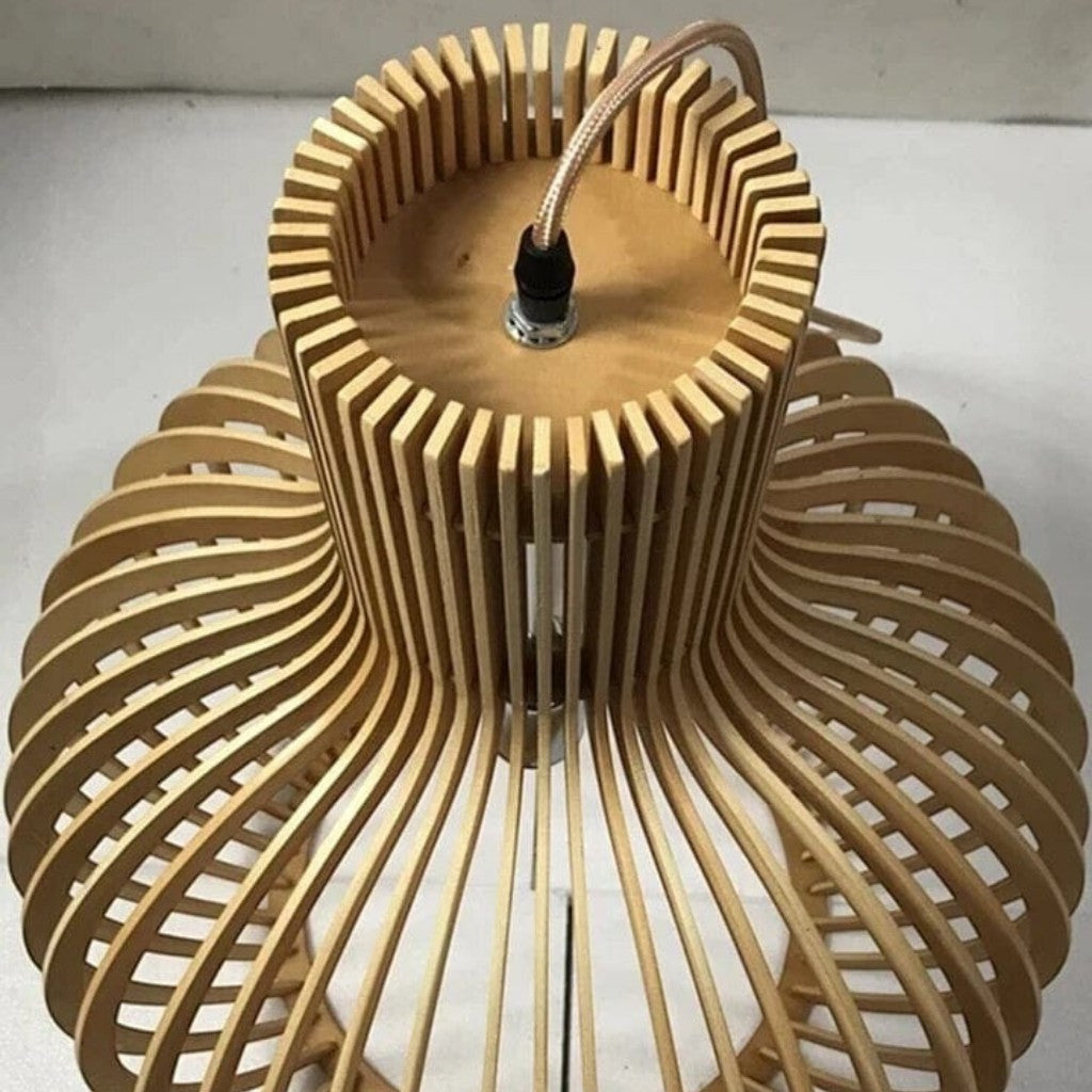 Rustic Wooden Cage Pendant Light