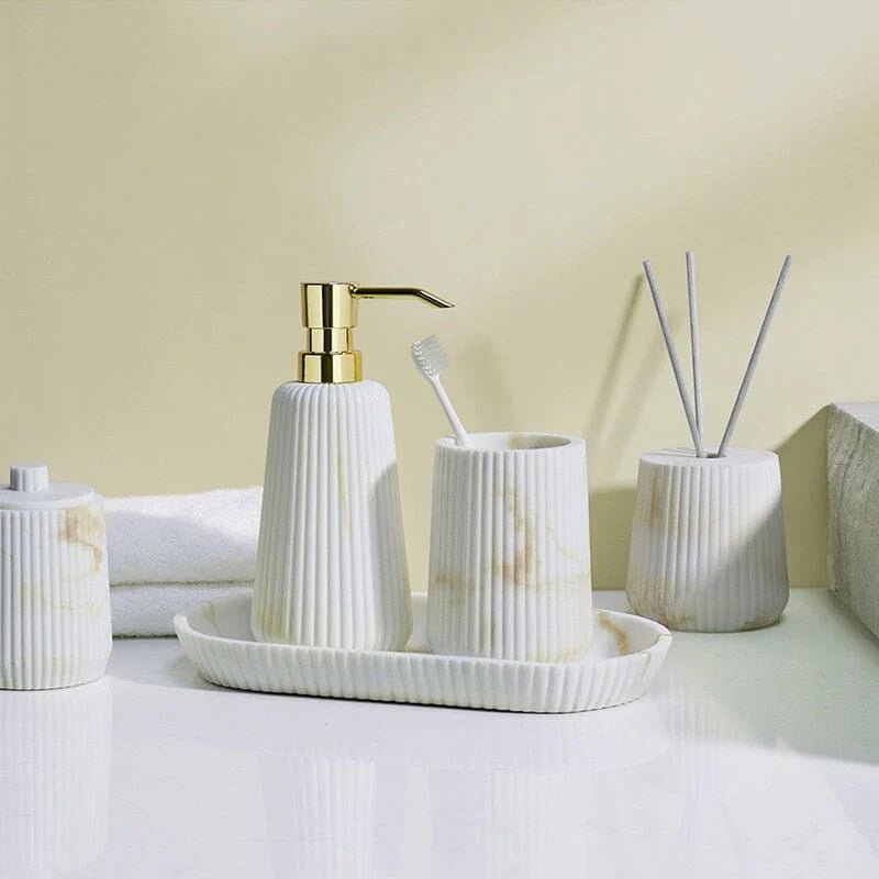 Sandstone Bath Accessory Set – Stylish & Multipurpose Decor - Lattea Global