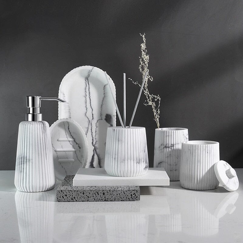 Sandstone Bath Accessory Set – Stylish & Multipurpose Decor - Lattea Global