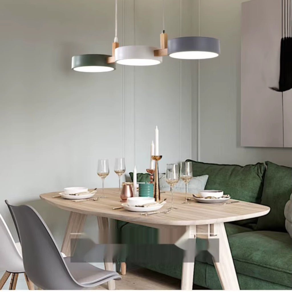 Scandinavian 3-Head Wooden Kitchen Island Pendant Light