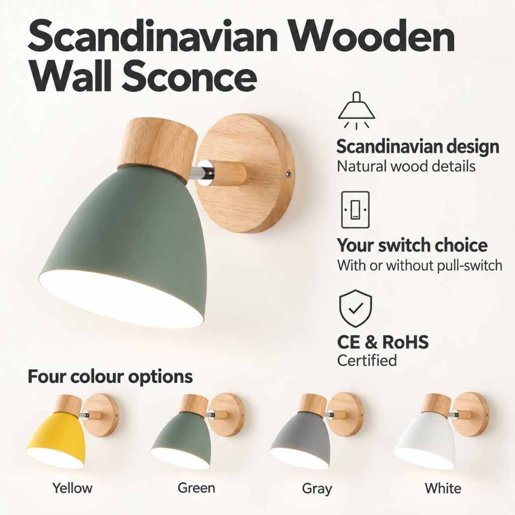 Scandinavian Wooden Wall Light Sconce