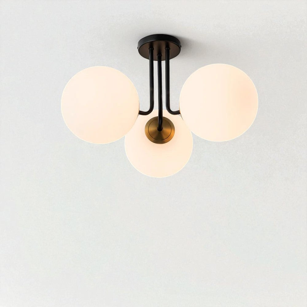 Semi Flush Mount Chandelier with Frosted Glass Globes
