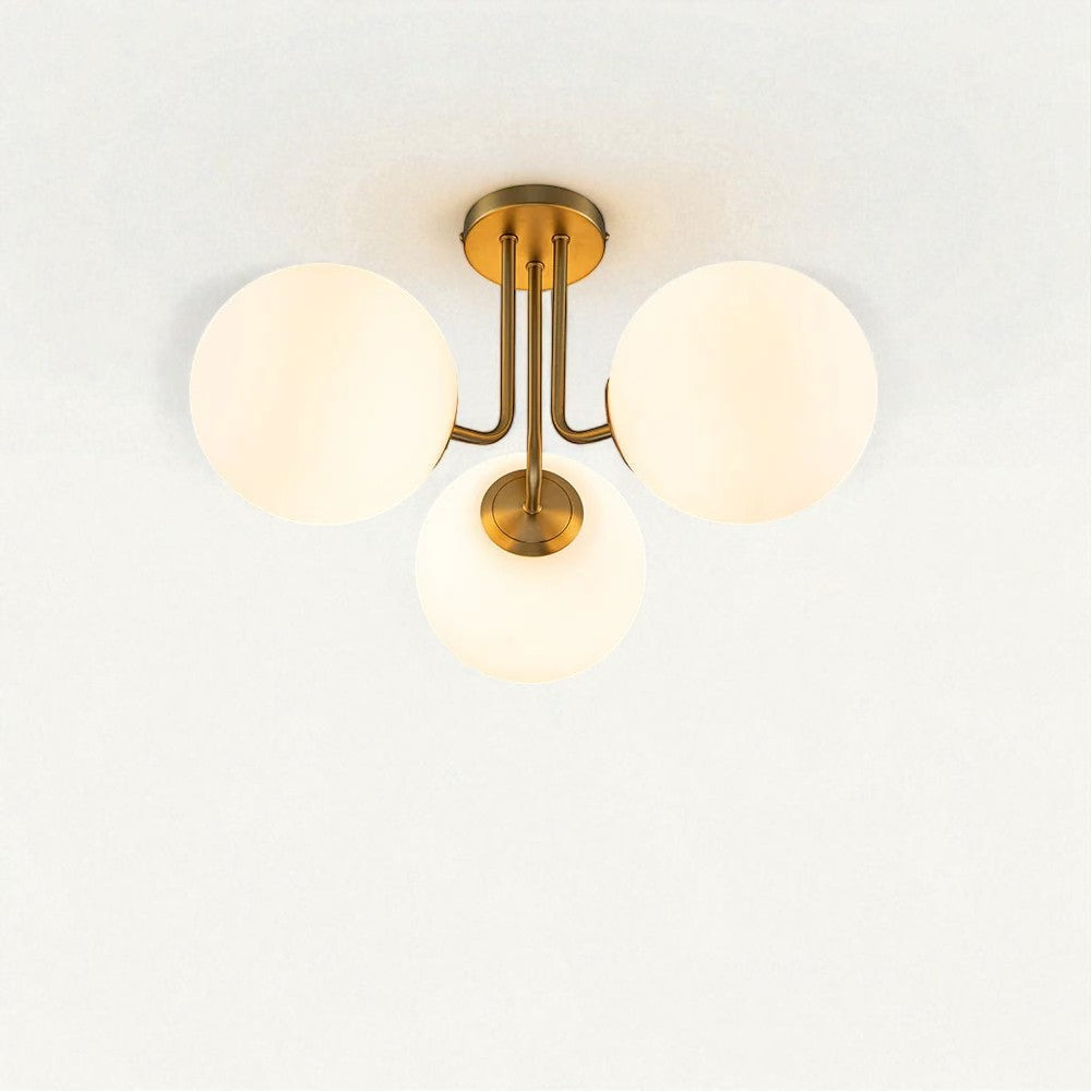 Semi Flush Mount Chandelier with Frosted Glass Globes