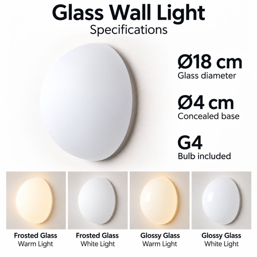 Semicircle Glass Wall Light with Concealed Base