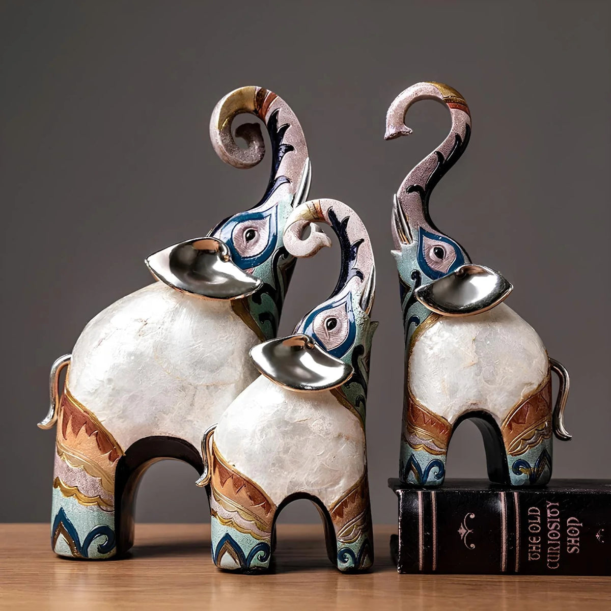 Set of 2 Elephant Figurines – Wildlife Decor - Lattea Global