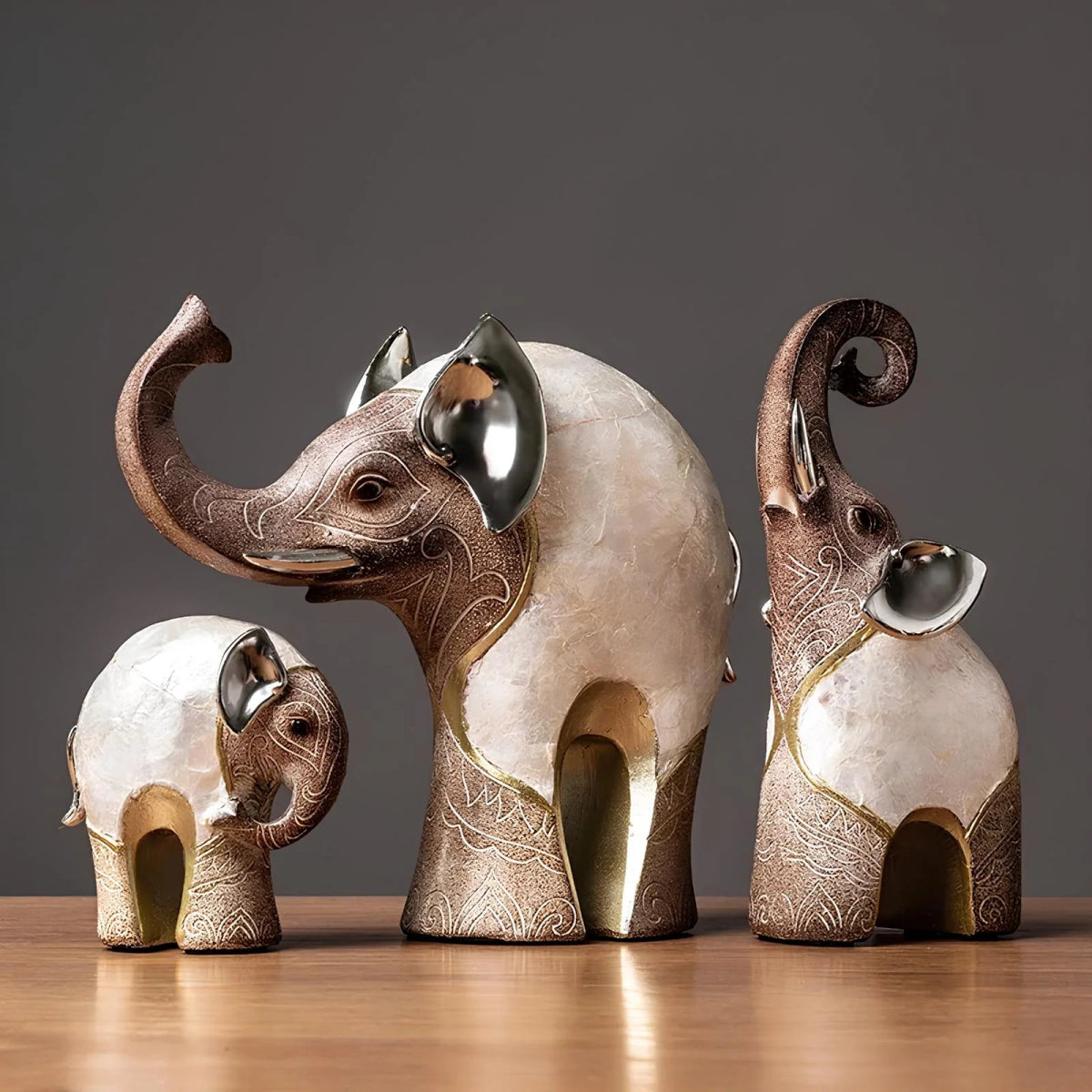 Set of 2 Elephant Figurines – Wildlife Decor - Lattea Global