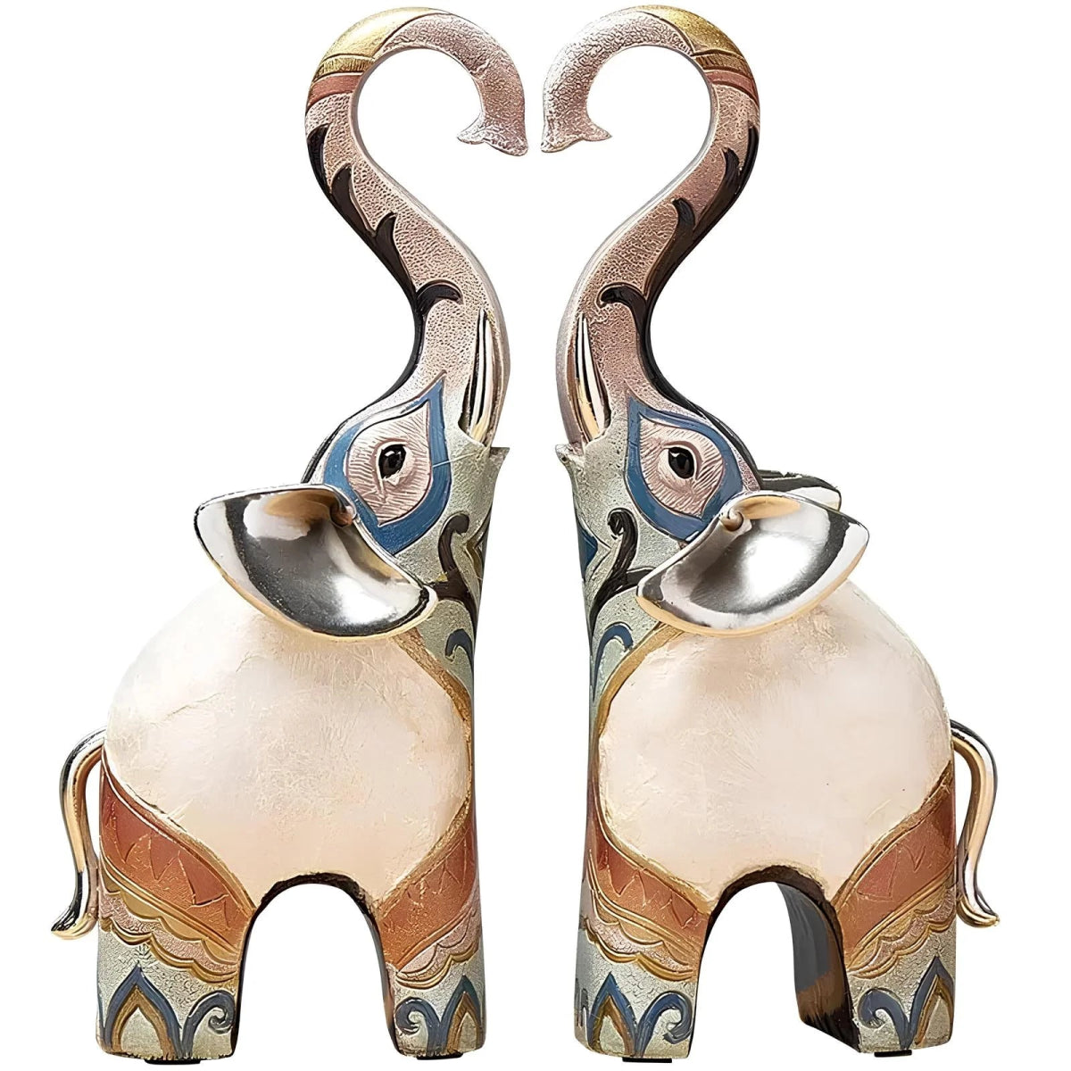 Set of 2 Elephant Figurines – Wildlife Decor - Lattea Global