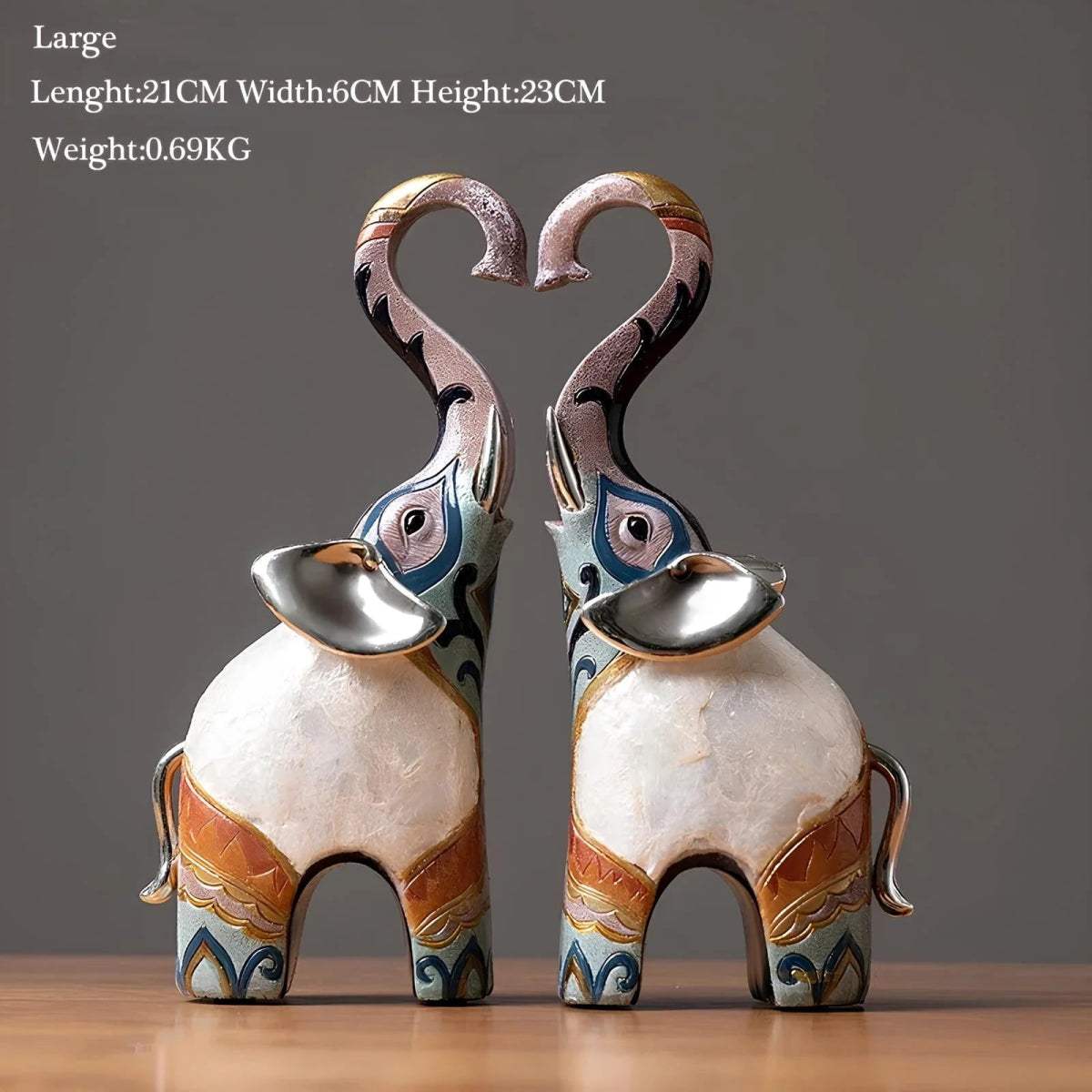 Set of 2 Elephant Figurines – Wildlife Decor - Lattea Global