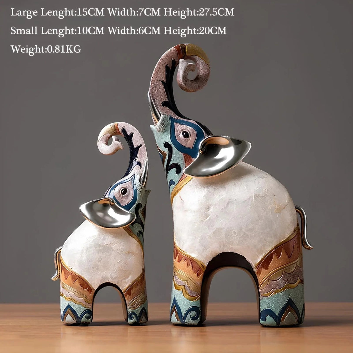 Set of 2 Elephant Figurines – Wildlife Decor - Lattea Global