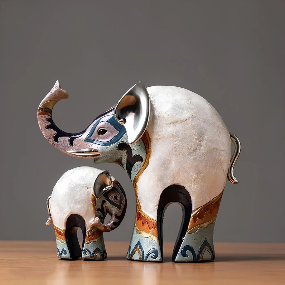 Set of 2 Elephant Figurines – Wildlife Decor - Lattea Global