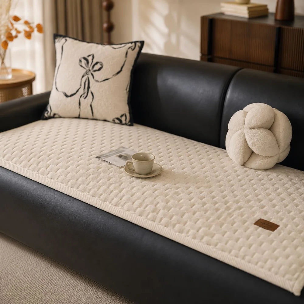 Short plush sofa cushion cover anti-slip cream style - view 6