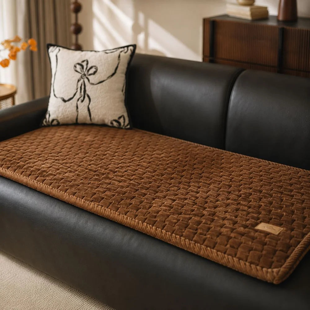 Short plush sofa cushion cover anti-slip cream style - view 10